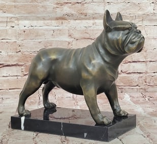 Bulldog Sculpture on Marble Base