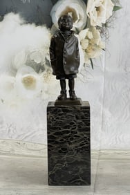 Vintage Boy in the Rain Bronze