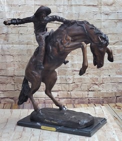 35 lbs WOOLY CHAPS Frederic Remington Western Bronze Sculpture Statue Cowboy 23" x 23"