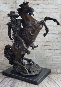 50 lbs Handmade Massive Signed Real Rearing Arabian Horse Wild Bronze Sculpture Statue