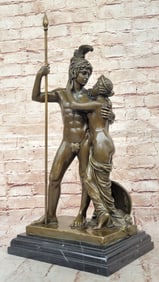 Spartan Greek Warrior King Leonidas & Gorgo Bronze Statue