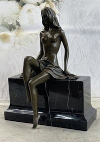 Cesaro Nude Woman Girl Sitting Bronze