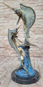 Real Bronze Metal Marlin Sailfish Swordfish Sculpture