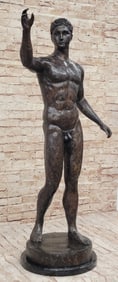 43 lbs Auguste Rodin Age of Bronze Tribute Statue Sculpture Nude Male Figure 39" x 25"