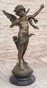 32 lbs Vintage Style Bronze Putti Cherub Angel Child Cupid w/ Arrows Sculpture Statue