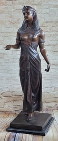40 lbs Cleopatra Egyptian Pharaoh Queen Bronze Statue Sculpture Egypt Decor 34" x 11"