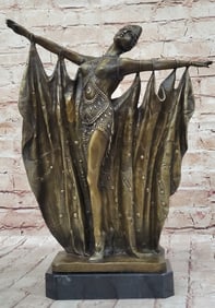 Demetre Chiparus Vintage Reproduction Art Deco Dancer Showgirl Curtain Call Bronze