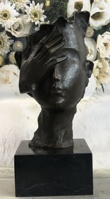 Dali Abstract Palm on Face Bronze Sculpture