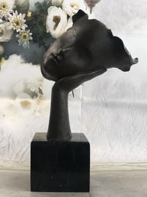 Dali Floating Face on Bronze Sculpture