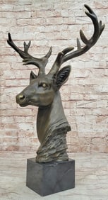 Stag Buck Deer Elk Head Bust Bronze