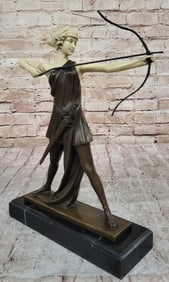 Diana the Huntress as an Archer w/ Bow Drawn - Artemis Bronze Sculpture Statue