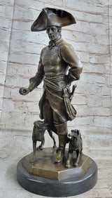 Frederick the Great of Prussia w/ Dogs Bronze Statue Sculpture Figure Kaesbach 16" x 8.5"