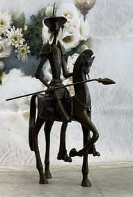 Salvador Dali ''Don Quixote'' On Horse Bronze Sculpture