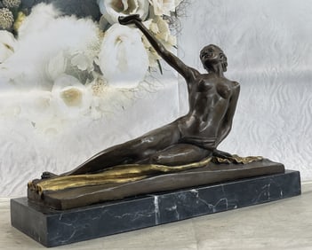 A. Gennarelli Nude Girl Bronze Sculpture