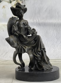 Fisher Victorian Girl Holding Dog Bronze
