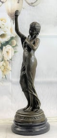 Patoue Girl Holding Dove and Cup Bronze