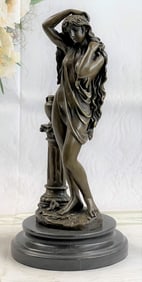 Patoue Female Figure Nude Bookend Bronze Marble Statue