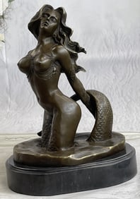 Milo Original Sexy Nude Mermaid Bronze Sculpture