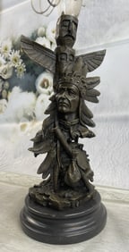 Fisher Indian Warrior With Totem Pole