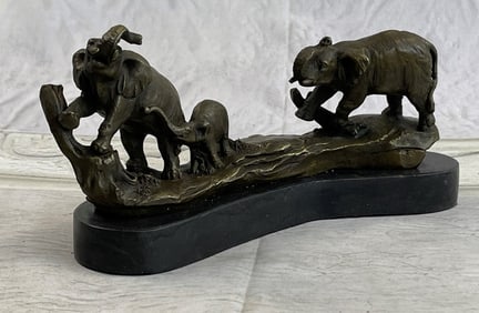 Barye Three ELEPHANTS Walking Statue SCULPTURE