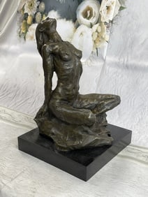 Aldo Vitaleh Abstract Nude Female Bronze Marble Sculpture