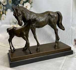 P.J MENE Horse with Foal Bronze Sculpture