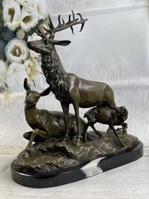 P.J Mene Deer with Family Bronze