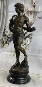 NUDE MUSCULAR MAN BRONZE SCULPTURE