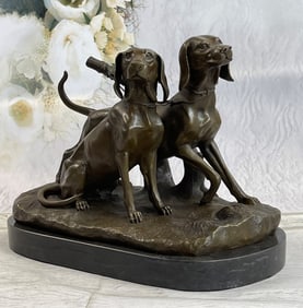 A.CAIN Two Large Vizsla Dog Dogs Animal Bronze