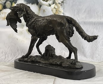 Barye Shaggy Dog Captures Bird Marble