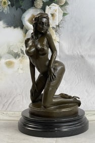 Preiss Sexy Woman w/ Large Breast Bronze Sculpture