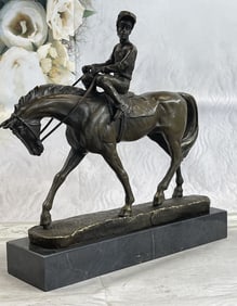 Aldo Vitaleh Horse and Jockey Figure Bronze