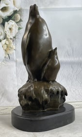 Milo Large Mother Penguin with her Baby Bronze Sculpture