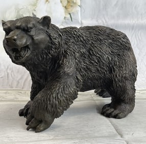 Large and Ferocious Bear by Barye Bronze