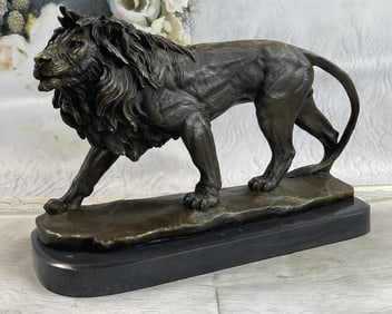 Barye Lion Wildlife Bronze Sculpture