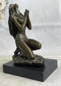 VITALEH NUDE ORIGINAL VITALEH INDIAN GIRL WARRIOR BRONZE SCULPTURE