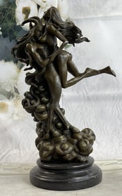 Jean Patoue Devil With Nude Girl Bronze Sculpture