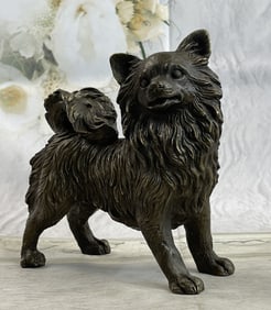 C.William Russian Pomeranian bronze statue