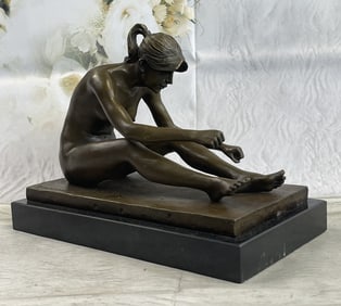 Patoue Nude Sitting Woman Bronze Erotic Art Bronze