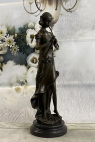 French Jean Patoue Female Flute Player Bronze