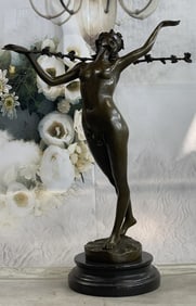 Original Vitaleh Nude Nymph Calling into Forest Bronze Sculpture