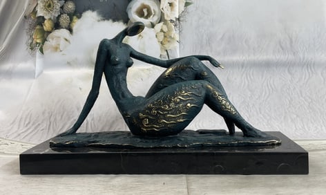 MILO NUDE FEMALE FIGURE BRONZE STATUE GREEN PATINA