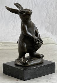 Original Milo Bunny W. Basket of Flower Bronze