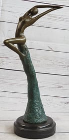Abstract Surreal Flying Woman Modern Art Bronze Statue Sculpture Figure 14" x 4"