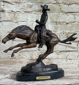 RANGER by Frederic Remington Cowboy on Horseback Bronze Sculpture Statue Country Western Art 9" x 8"
