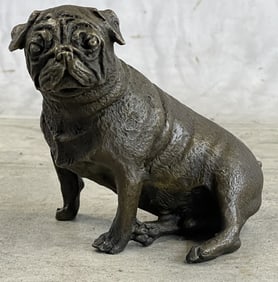 Pug Dog Bronze Miniature Statue Sculpture Figure