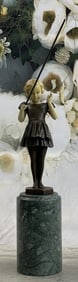 Preiss Fishing Young Girl Bronze Sculpture