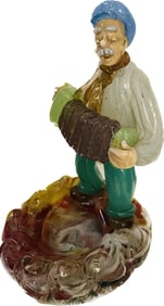 Zelezney Brod Sklo Ashtray. Man with Accordion