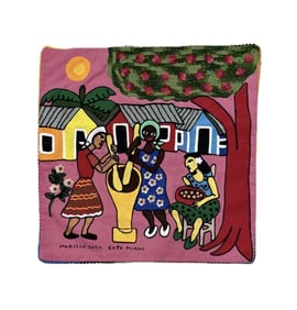 Jose Morillo embroidered and signed cushion cover