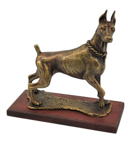 ISRAEL RUFIN (Rufo) (Cuban Art) Doberman Dog Bronze Sculpture